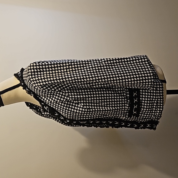 Marina Luna Black & White With Lace & Pockets Blazer Jacket Size L #W-736 - Picture 4 of 12